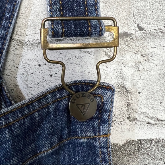Guess Distressed Denim Straight Leg Jean Overalls - Picture 5 of 12